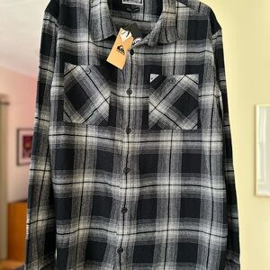 Quiksilver Black and White Plaid Shirt